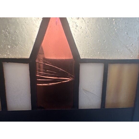 2 Stained Glass  4 Sided Table Lamp Lantern TESTED house lantern pagoda 9 inches - Picture 4 of 13